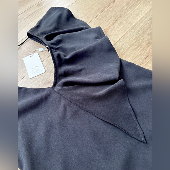 Chic One-Shoulder Black Dress - Picture 3 of 4